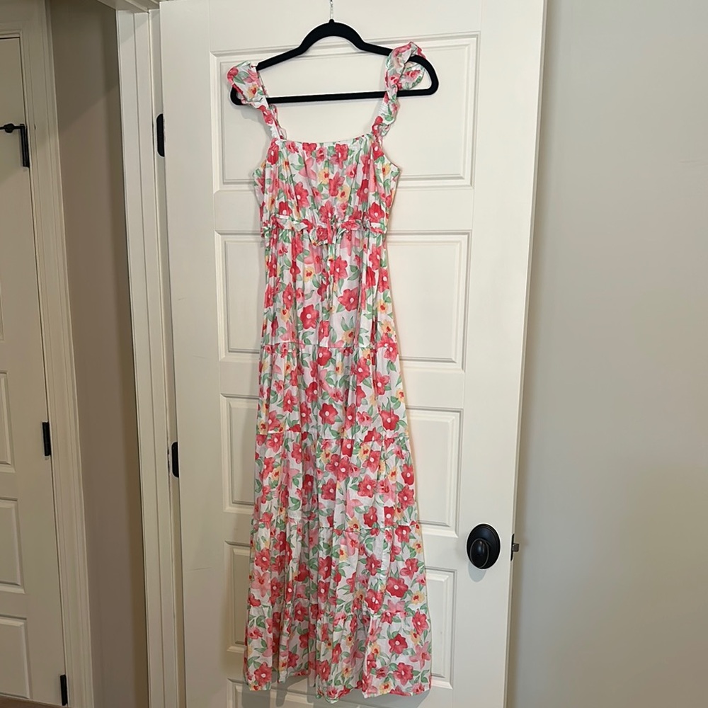Floral Maxi Dress with Ruffle Straps